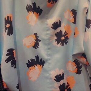 Floral Long Sleeve Top - Blue and Black